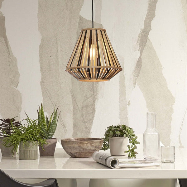 Suspension Merapi Bambou Noir et Naturel 30 cm