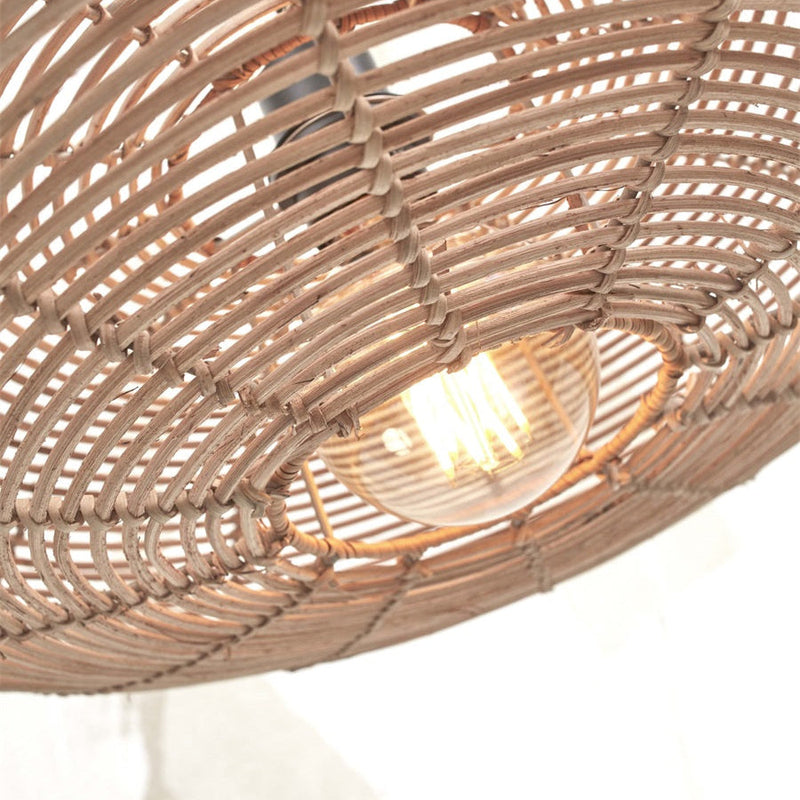 Lampadaire Tanami Disque Blanc et Bambou Naturel 150 cm