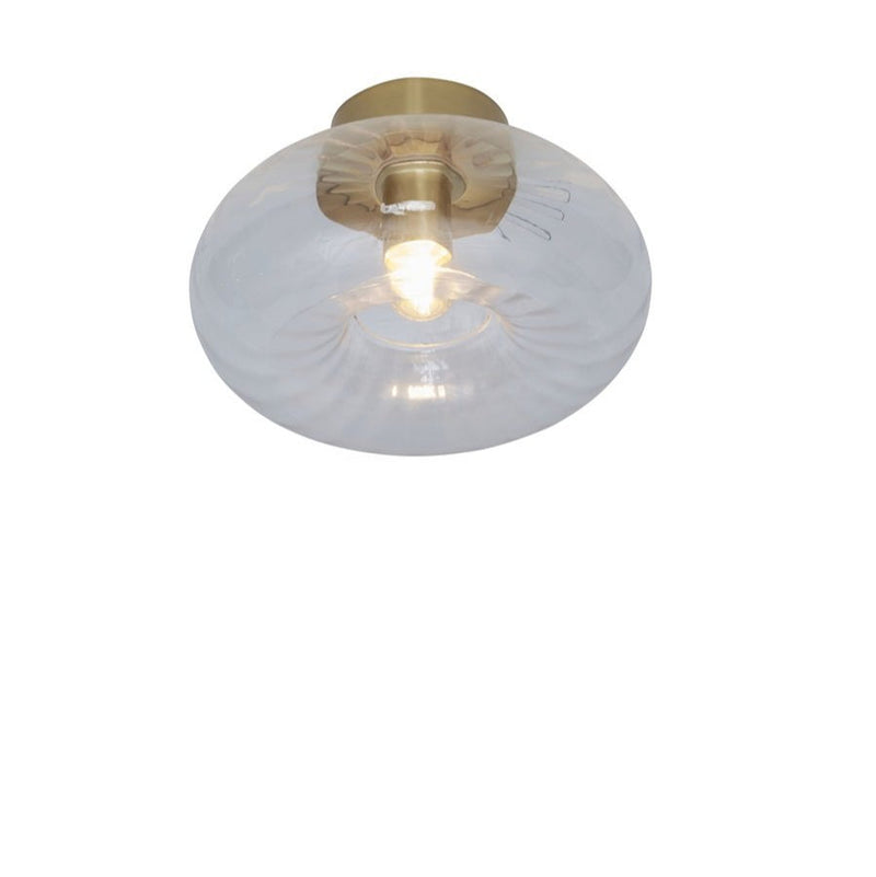 Plafonnier Brussels Verre Rond Transparent & Doré 28 cm