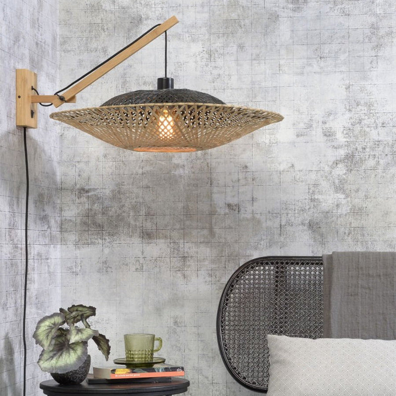 Applique Murale Kalimantan Bambou Noir et Naturel 60x15 cm