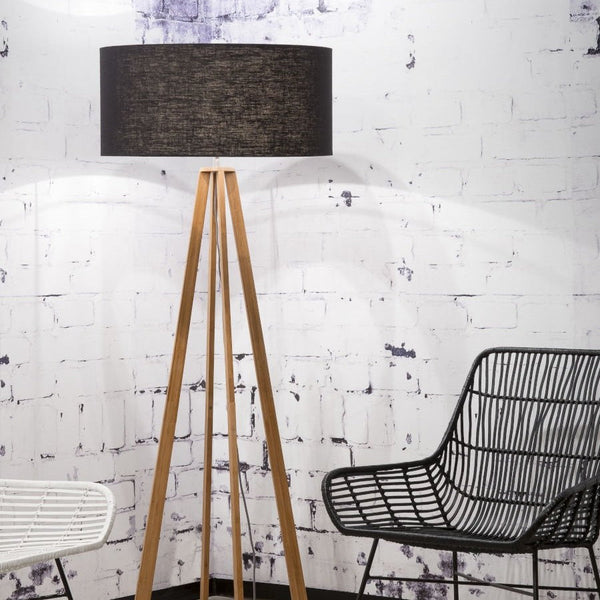 Lampadaire Everest Bambou et Lin Noir 158 cm