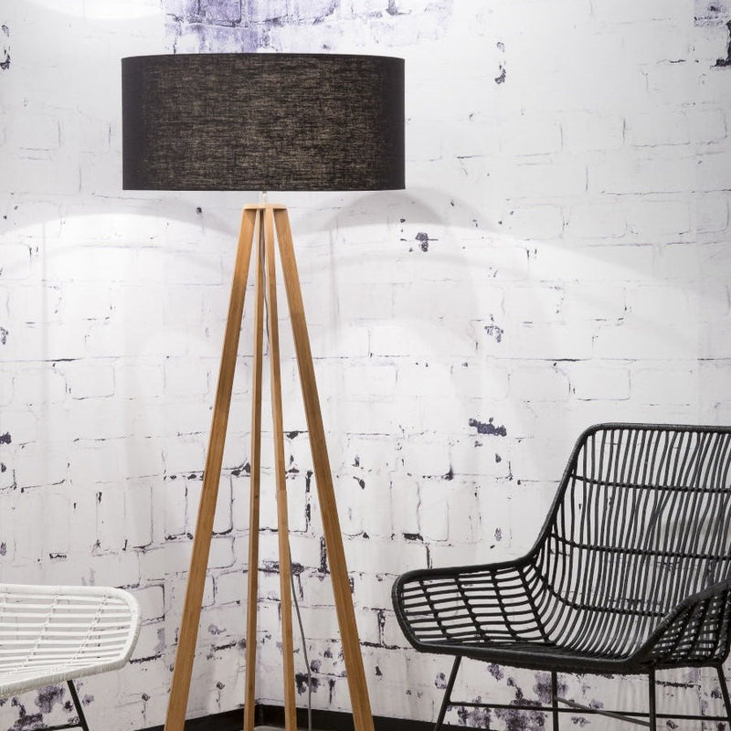 Lampadaire Everest Bambou et Lin Noir 158 cm