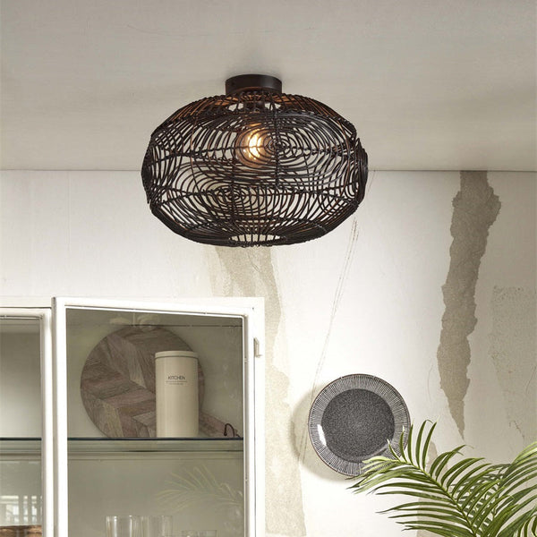 Plafonnier Madeira Rotin Noir 48 cm