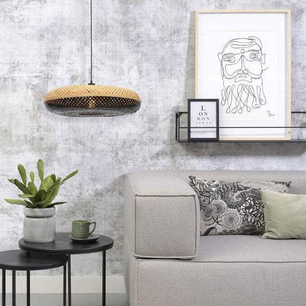 Suspension Palawan Bambou Noir et Naturel 60 cm