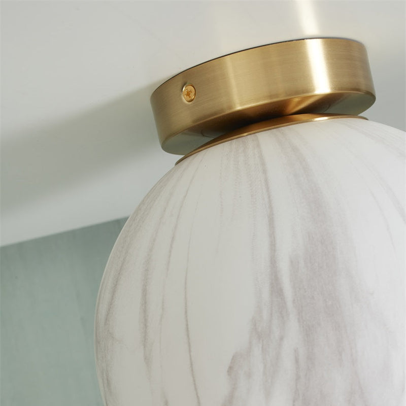 Plafonnier Carrara Globe Marbre Blanc & Doré 22 cm
