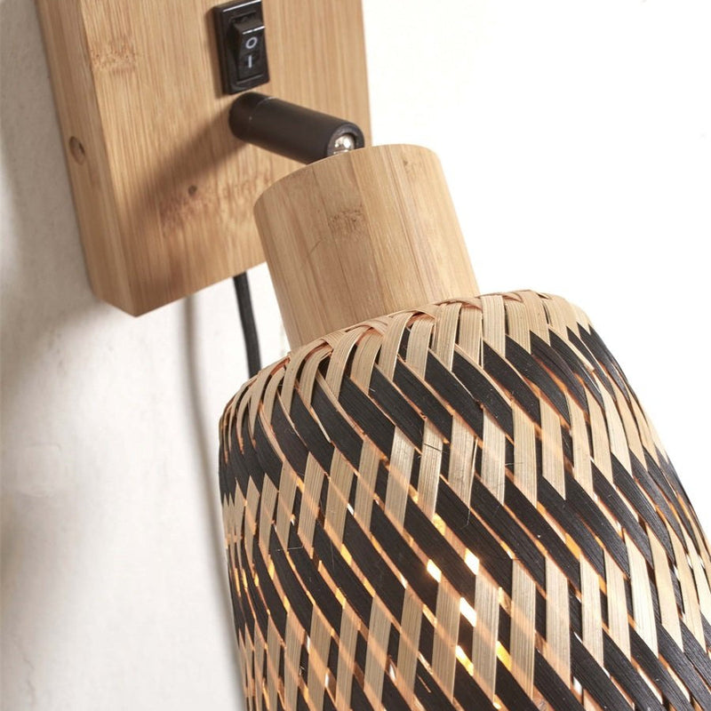 Applique Murale Java Bambou Noir et Naturel 15 cm
