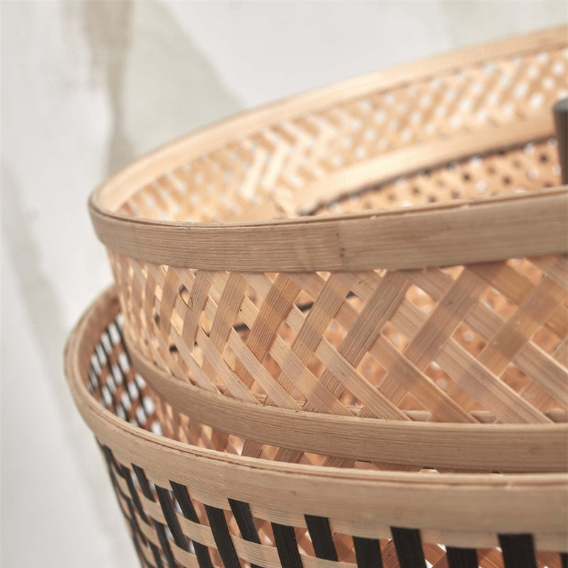 Lampadaire Bhutan Bambou Noir et Naturel 145 cm