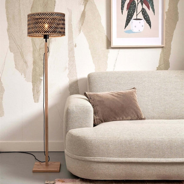 Lampadaire Java Straight Bambou Naturel et Noir 128 cm