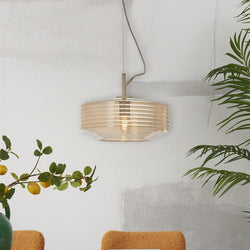 Suspension Verona Verre Strié Ambre Ø35 cm