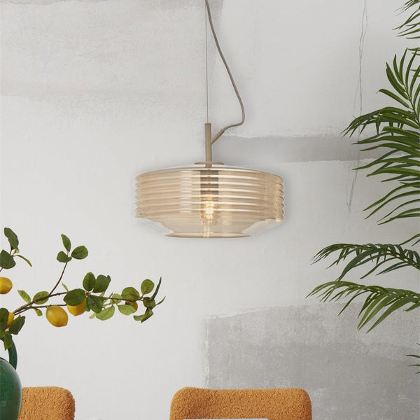 Suspension Verona Verre Strié Ambre Ø35 cm