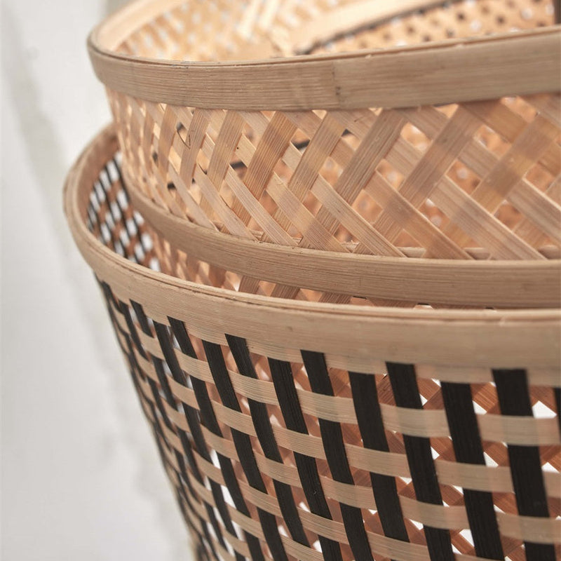 Lampadaire Bhutan Bambou Naturel et Noir 150 cm