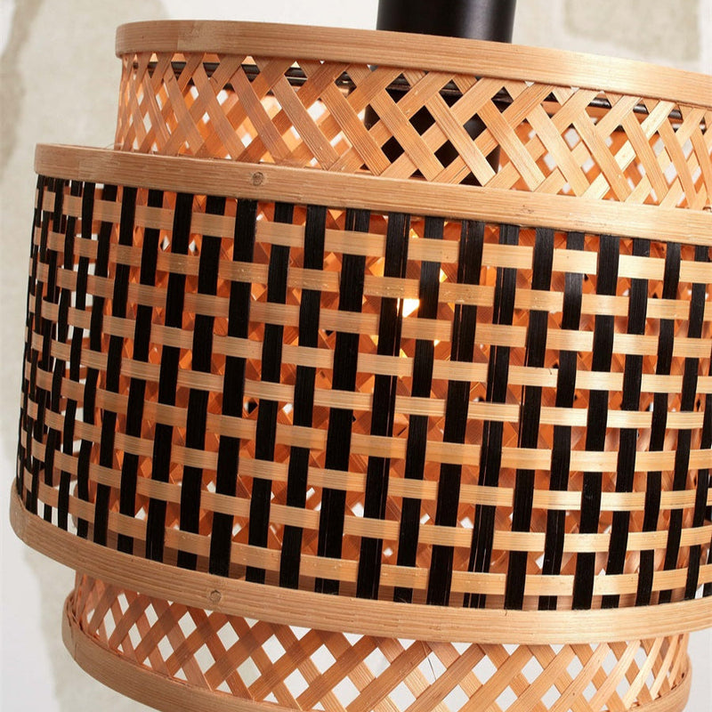 Lampadaire Bhutan Bambou Naturel et Noir 150 cm