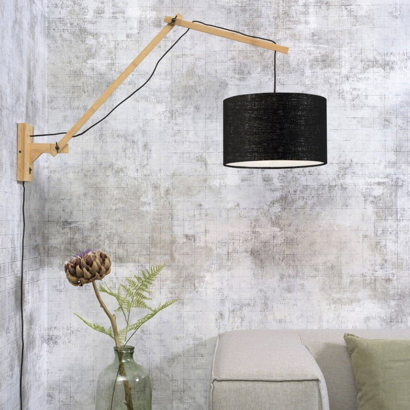 Applique Murale Andes Bambou Naturel et Écolin Noir 32x20 cm L