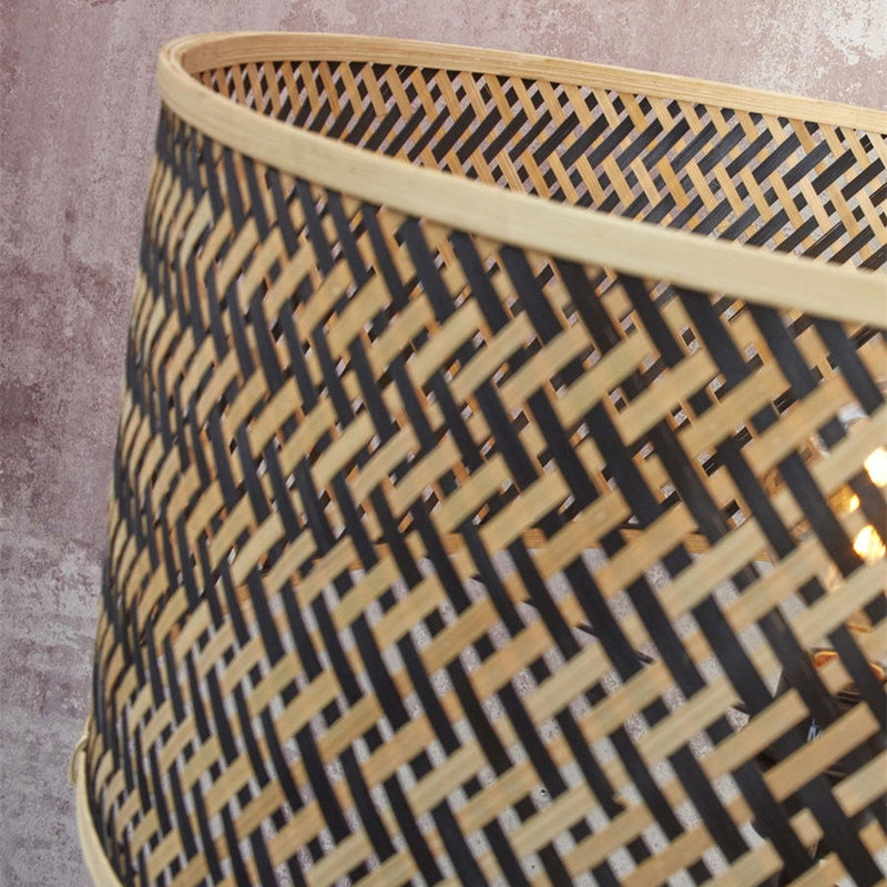 Lampadaire Java 4 Pieds Bambou Naturel et Noir 175 cm