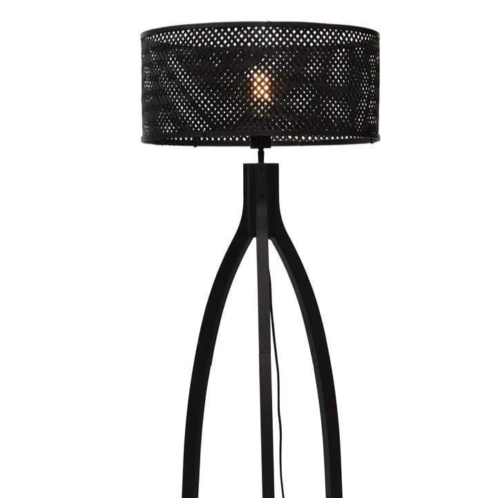 Lampadaire Java 3 Pieds Bambou Noir 150 cm