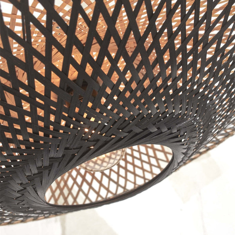 Plafonnier Kalimantan Bambou Noir et Naturel 60 cm