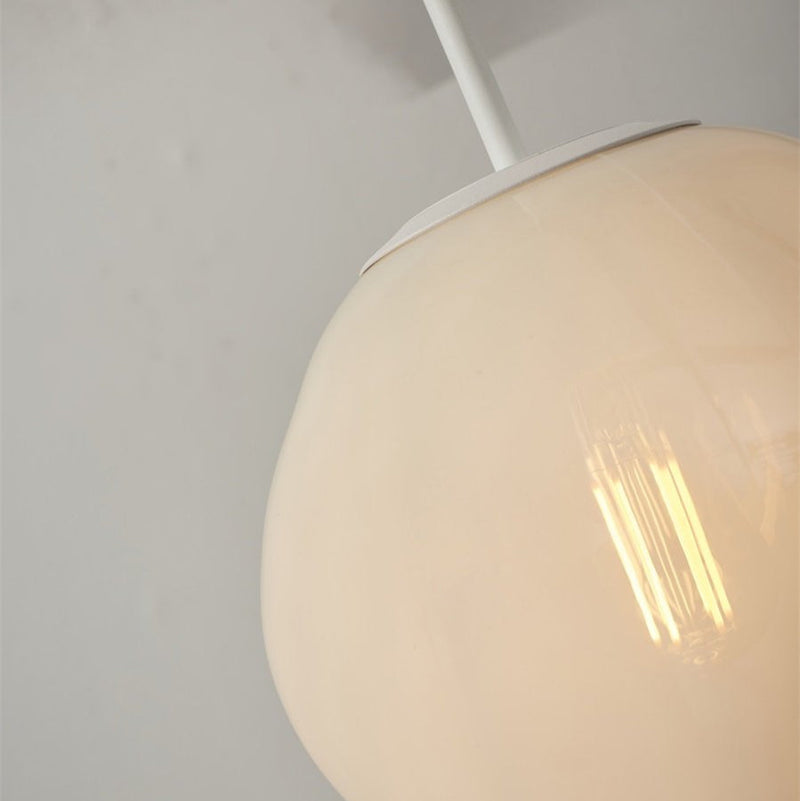 Suspension Helsinki Verre Galet Blanc Laité
