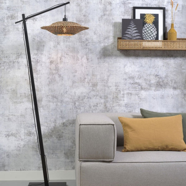 Lampadaire Bali Bambou Naturel et Noir 176 cm
