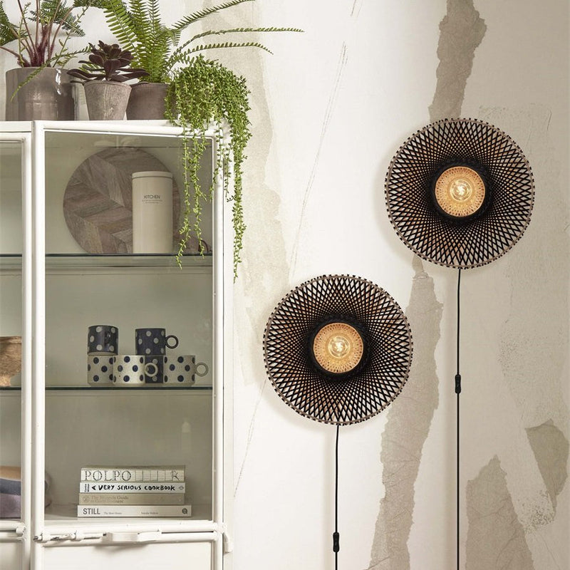 Applique Murale Kalimantan Bambou Noir et Naturel 44 cm