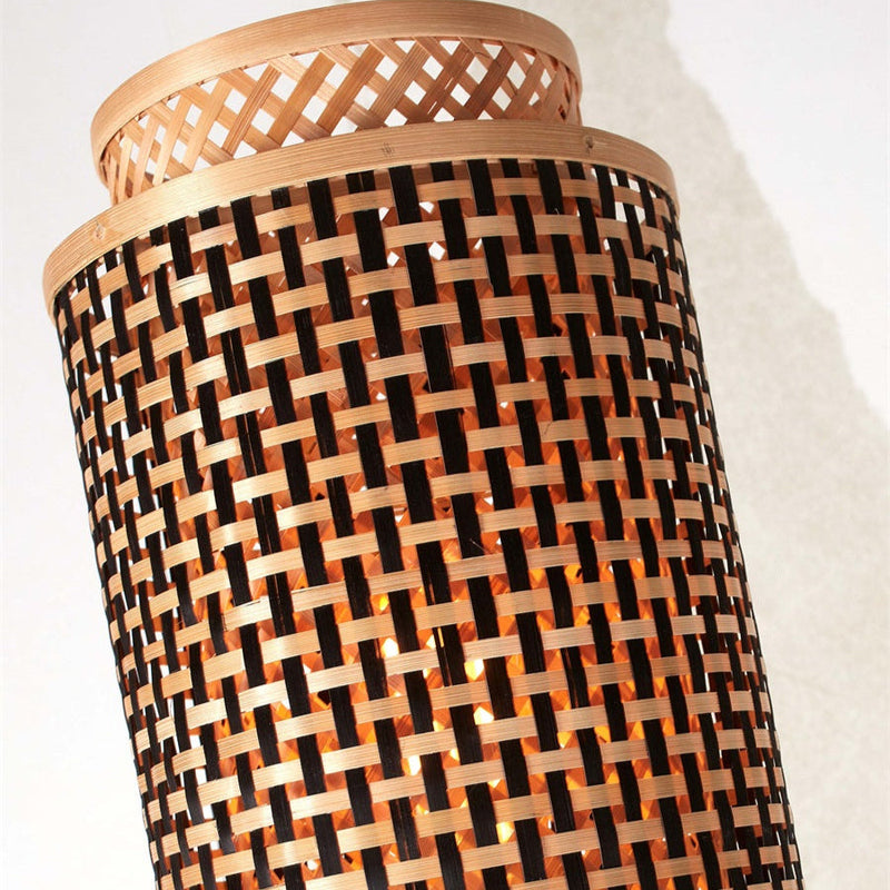 Lampadaire Bhutan Bambou Noir et Naturel 145 cm