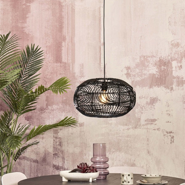 Suspension Madeira Rotin Noir 48 cm