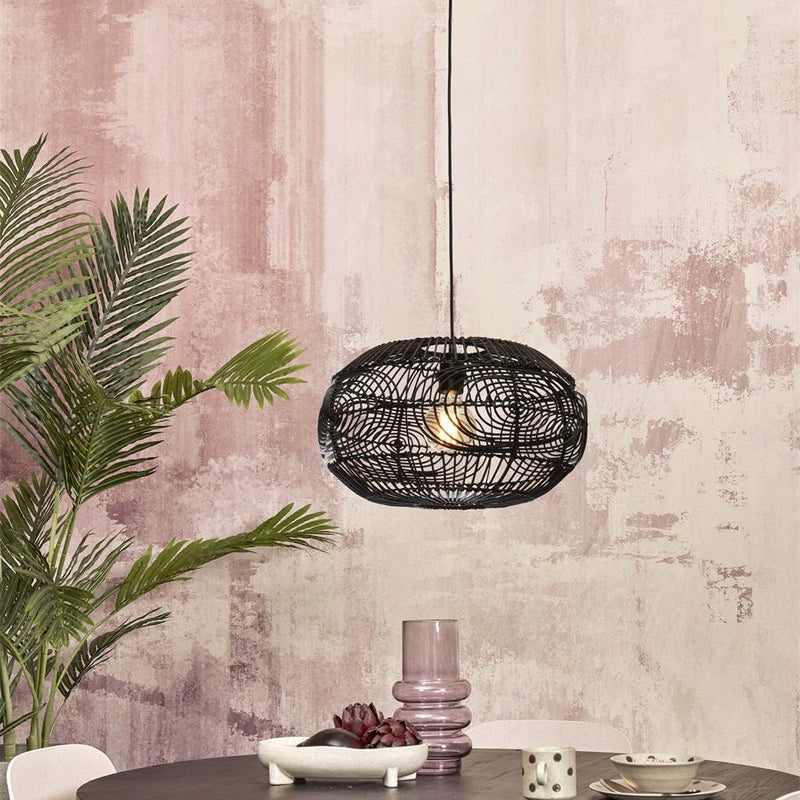 Suspension Madeira Rotin Noir 48 cm