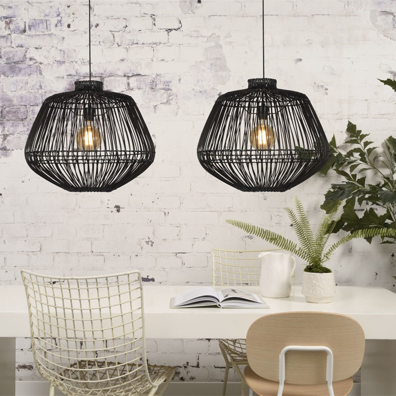 Suspension Madagascar Rotin Noir Ø60 cm