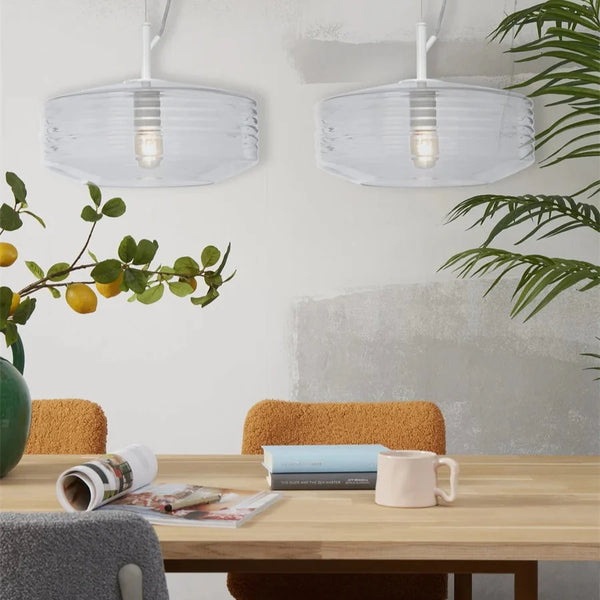 Suspension Verona Verre Strié Transparent Ø35 cm
