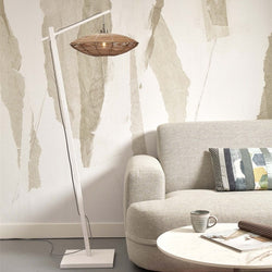 Lampadaire Tanami Rotin et Bambou Blanc Naturel 150 cm
