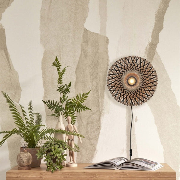 Applique Murale Kalimantan Bambou Naturel et Noir 30 cm