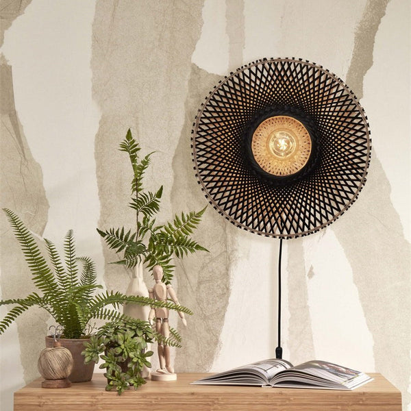 Applique Murale Kalimantan Bambou Noir et Naturel 44 cm