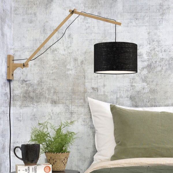 Applique Murale Andes Bambou Naturel et Écolin Noir 32x20 cm L