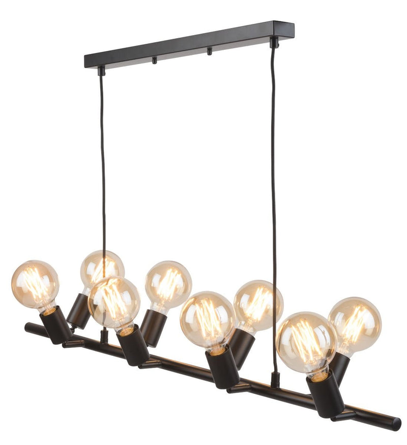 Lustre Miami 8 Bras Fer Noir 105 cm