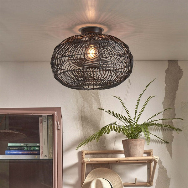 Plafonnier Madeira Rotin Noir 48 cm