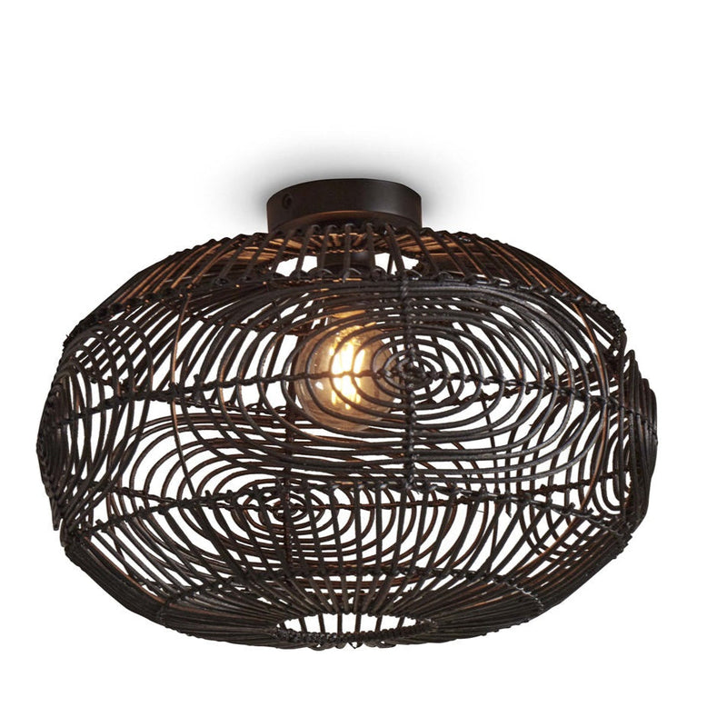 Plafonnier Madeira Rotin Noir 48 cm