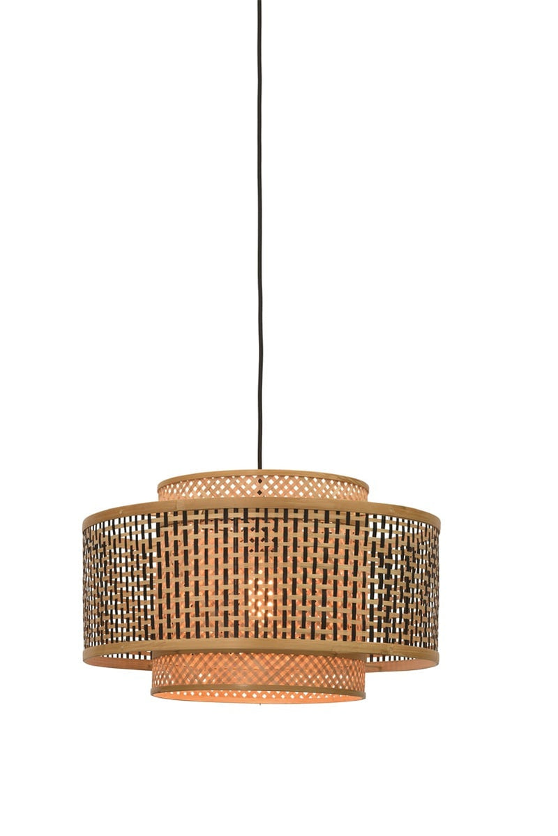 Suspension Bhutan Bambou et Fer Noir Naturel Ø50 cm