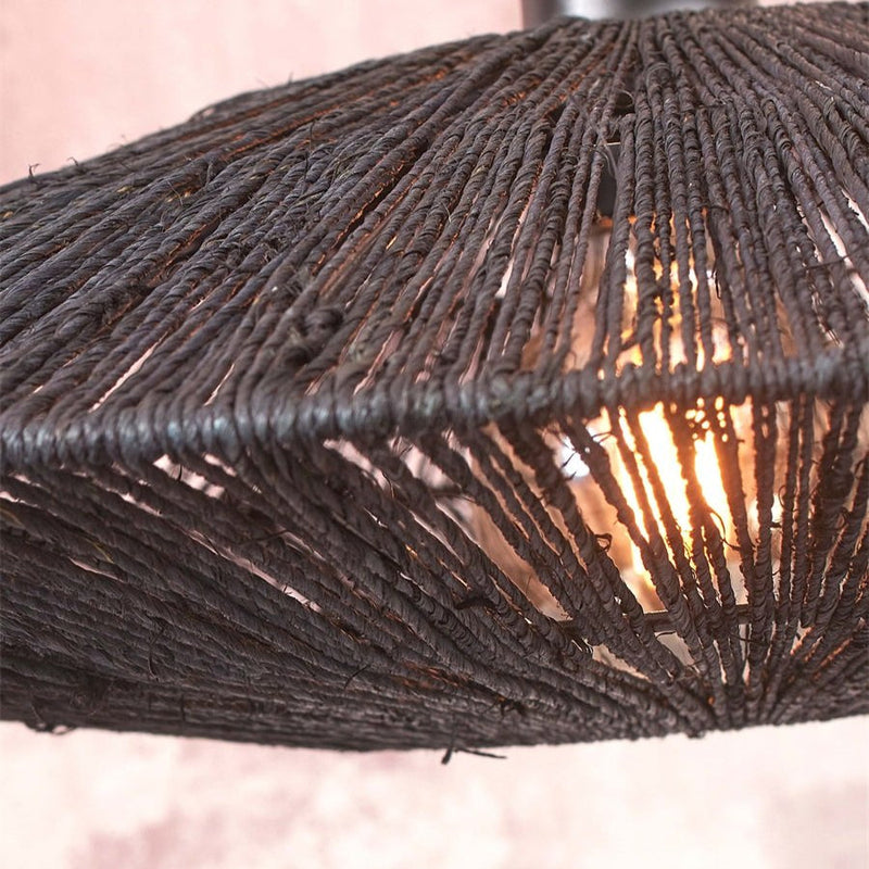 Plafonnier Iguazu Disque Jute Noir 40 cm