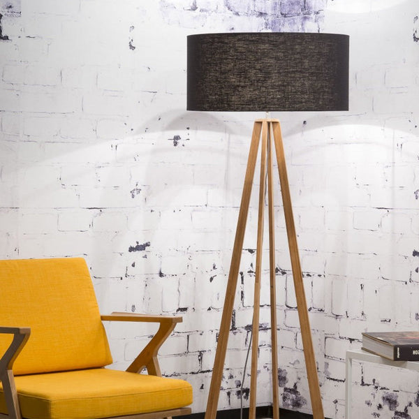 Lampadaire Everest Bambou et Lin Noir 158 cm