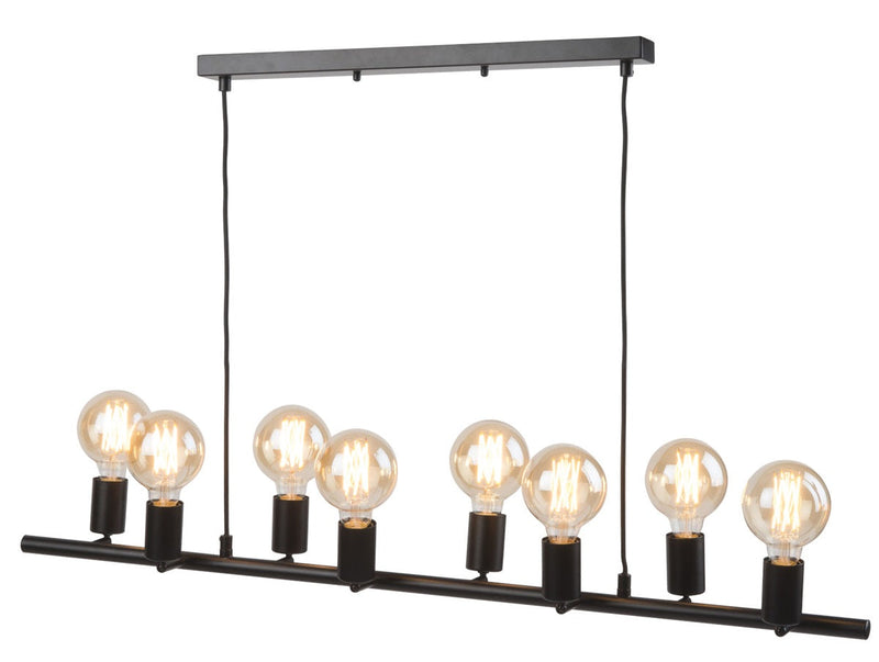 Suspension Industrielle Miami 8 Bras Noire