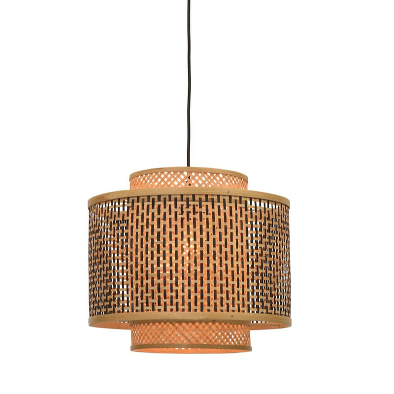 Suspension Bhutan Bambou et Fer Noir Naturel Ø40 cm