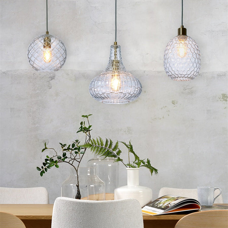 Suspension Globe Venice Verre Transparent Doré
