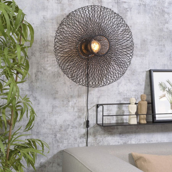 Applique Murale Cango Ellipse Bambou Noir 60x25 cm