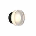 Round acrylic wall lamp with fine grooved light in black