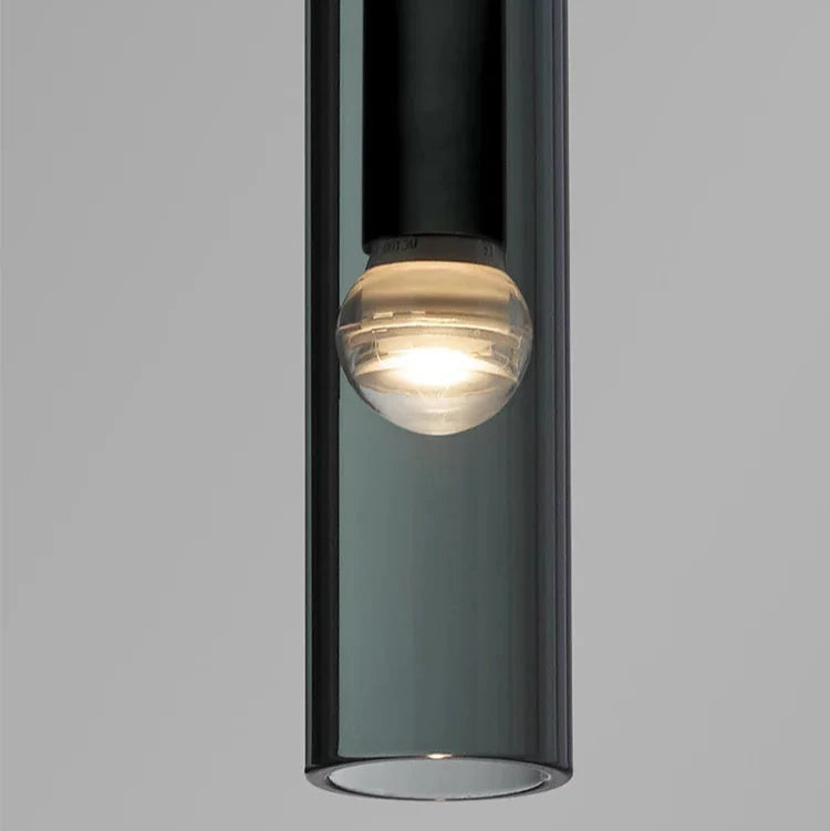 Suspension Tube Verre Noir Moderne