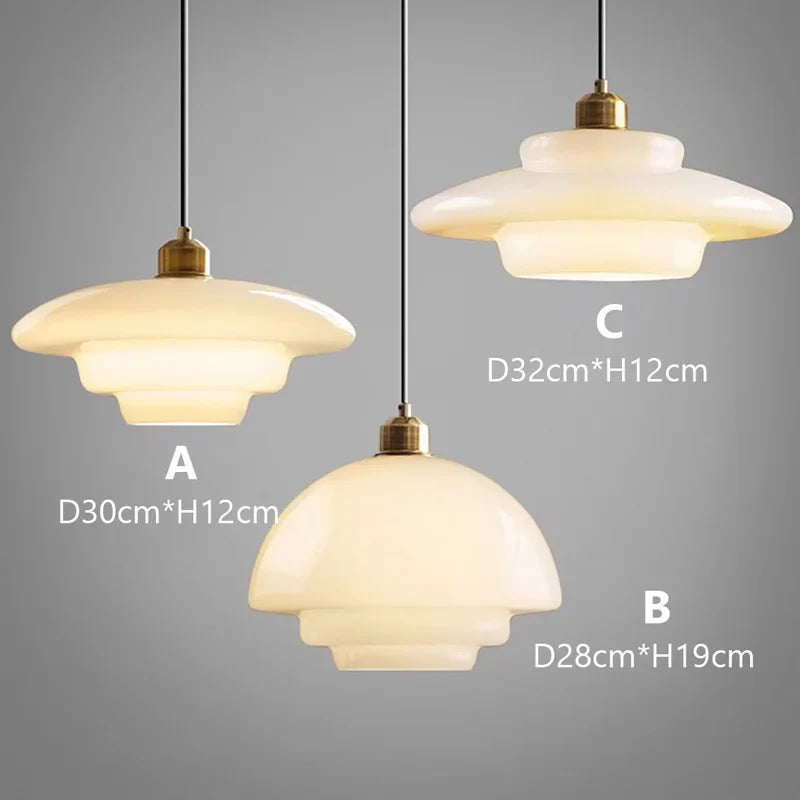 Suspension Nordique Verre Crème Élégante