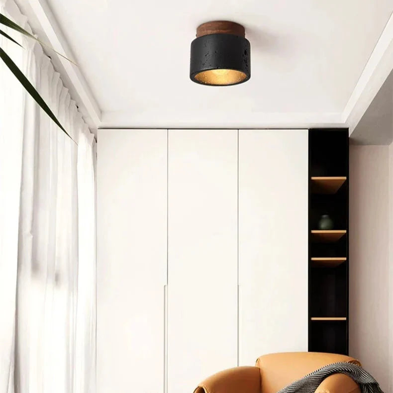 Plafonnier LED Travertin Noir Moderne