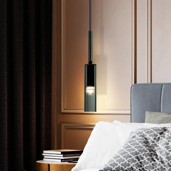 Suspension Tube Verre Noir Moderne