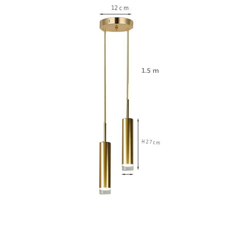 Suspension Tube Doré Design Moderne