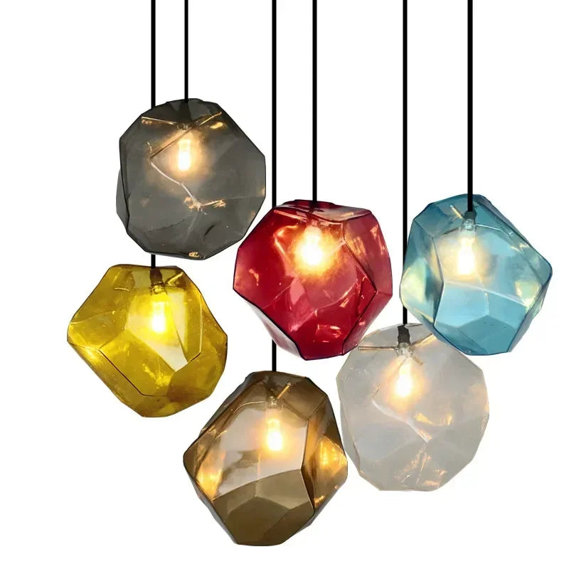 Suspension Verre Pierre Moderne Colorée