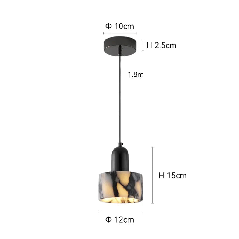 Suspension Circulaire Marbre Noir Moderne